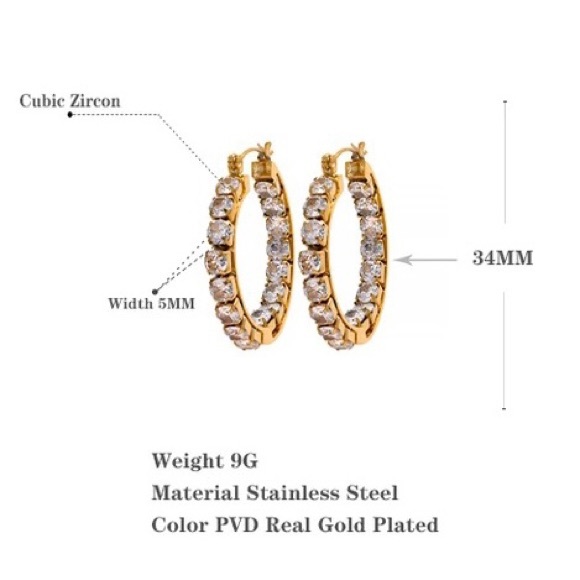 ◾️Luxury 18K Gold Plated Marquis 3A CZ Crystal Hoop Earrings - Picture 7 of 9